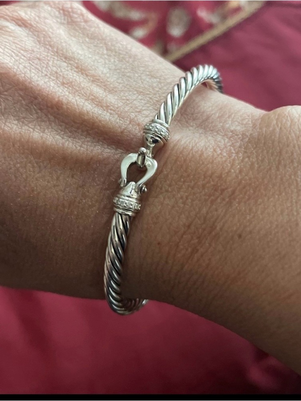 David Yurman Cable Flex Buckle  Bracelet 4MM / Diamonds  Medium